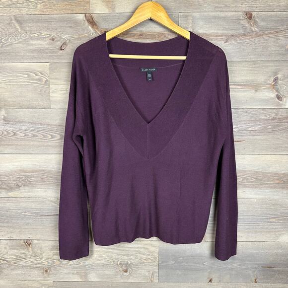 Eileen Fisher Lightweight Tencel Silk V-Neck Sweater - Picture 1 of 5